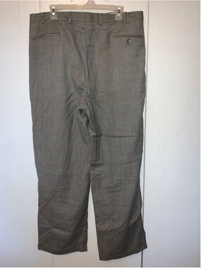 Men's Unbranded Gray Black Plaid Dress Pants Waist 36